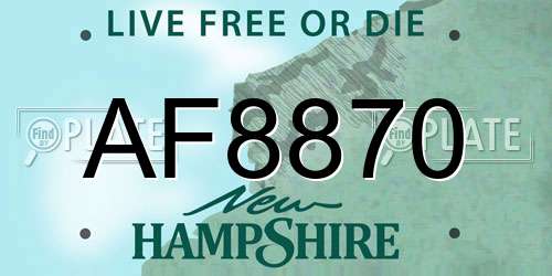 AF8870 New Hampshire License Plate