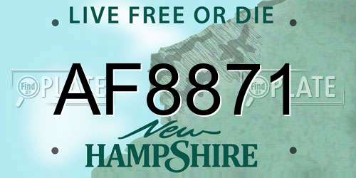 AF8871 New Hampshire License Plate