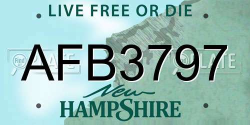 AFB3797 New Hampshire License Plate
