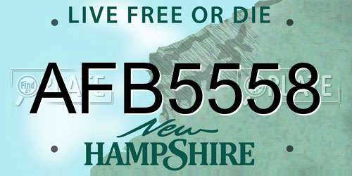 AFB5558 New Hampshire License Plate