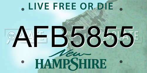 AFB5855 New Hampshire License Plate