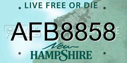 AFB8858 New Hampshire License Plate