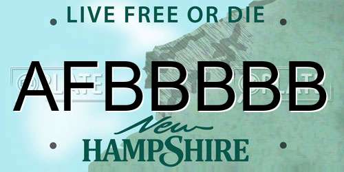 AFBBBBB New Hampshire License Plate