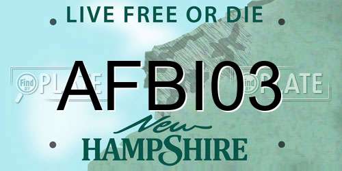 AFBI03 New Hampshire License Plate
