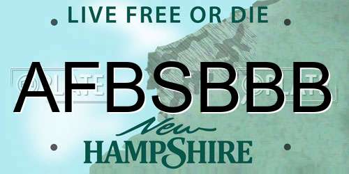 AFBSBBB New Hampshire License Plate