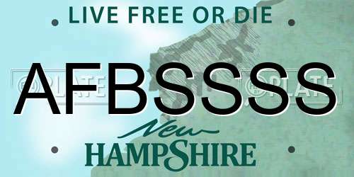 AFBSSSS New Hampshire License Plate