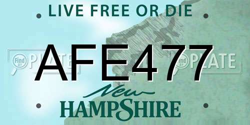 AFE477 New Hampshire License Plate