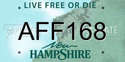 AFF168 New Hampshire License Plate
