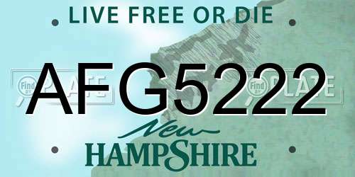 AFG5222 New Hampshire License Plate