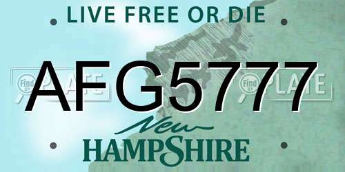AFG5777 New Hampshire License Plate