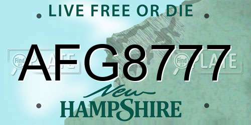 AFG8777 New Hampshire License Plate