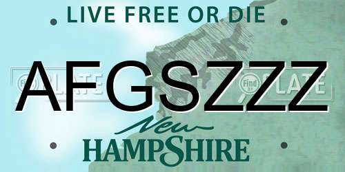 AFGSZZZ New Hampshire License Plate