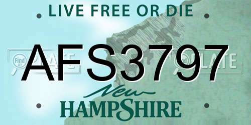 AFS3797 New Hampshire License Plate
