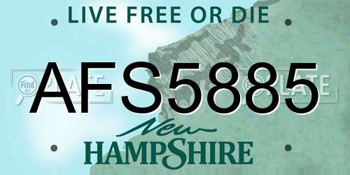 AFS5885 New Hampshire License Plate