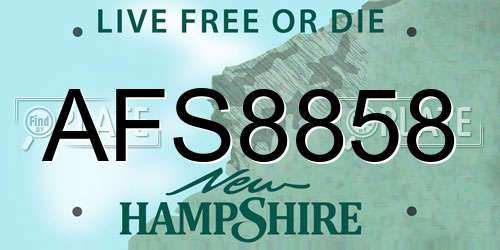 AFS8858 New Hampshire License Plate