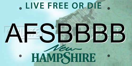 AFSBBBB New Hampshire License Plate