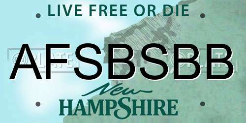 AFSBSBB New Hampshire License Plate