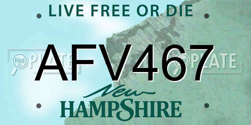 AFV467 New Hampshire License Plate