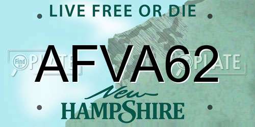 AFVA62 New Hampshire License Plate