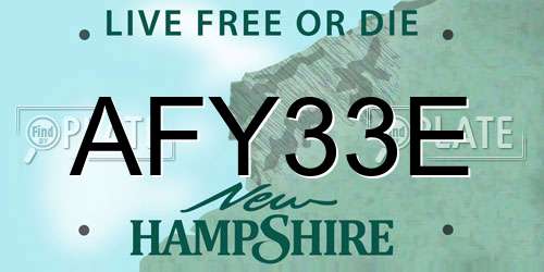 AFY33E New Hampshire License Plate