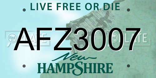 AFZ3007 New Hampshire License Plate
