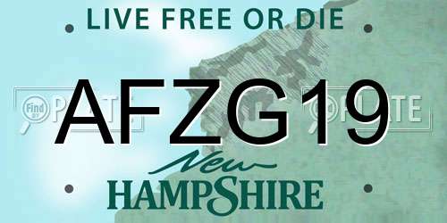 AFZG19 New Hampshire License Plate