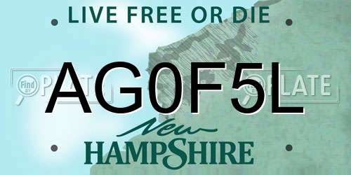 AG0F5L New Hampshire License Plate
