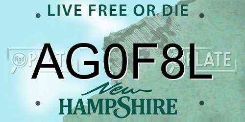 AG0F8L New Hampshire License Plate
