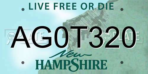 AG0T320 New Hampshire License Plate
