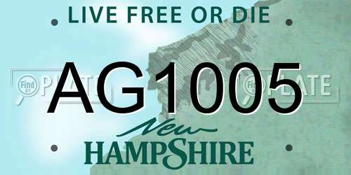 AG1005 New Hampshire License Plate