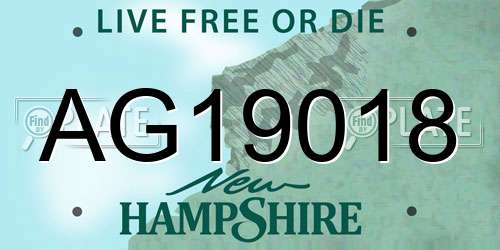 AG19018 New Hampshire License Plate