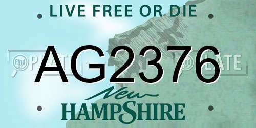 AG2376 New Hampshire License Plate