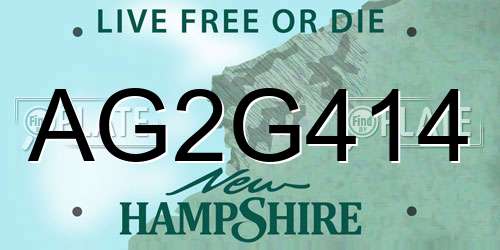 AG2G414 New Hampshire License Plate