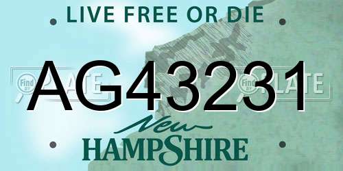 AG43231 New Hampshire License Plate