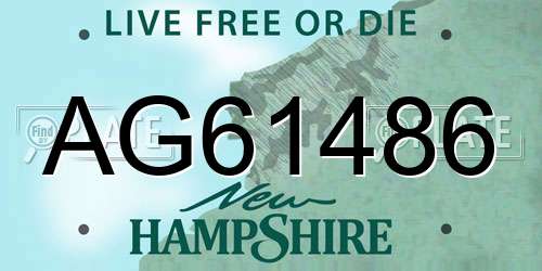 AG61486 New Hampshire License Plate
