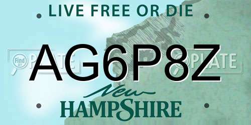AG6P8Z New Hampshire License Plate