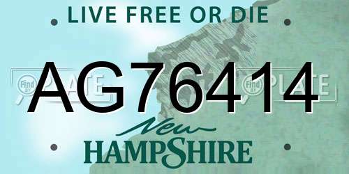 AG76414 New Hampshire License Plate
