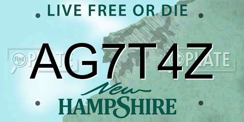 AG7T4Z New Hampshire License Plate
