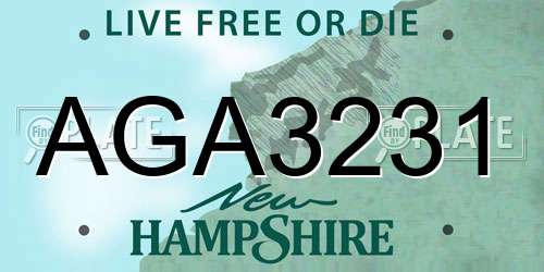 AGA3231 New Hampshire License Plate