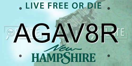 AGAV8R New Hampshire License Plate