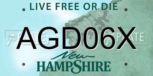 AGD06X New Hampshire License Plate