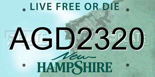 AGD2320 New Hampshire License Plate