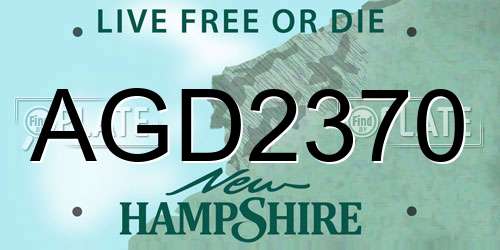 AGD2370 New Hampshire License Plate
