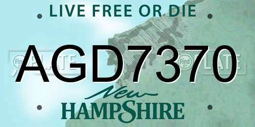 AGD7370 New Hampshire License Plate