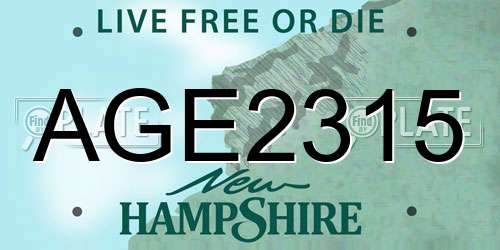 AGE2315 New Hampshire License Plate