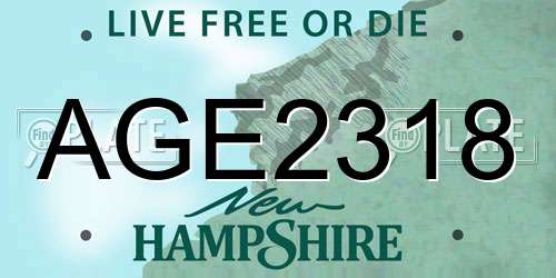 AGE2318 New Hampshire License Plate
