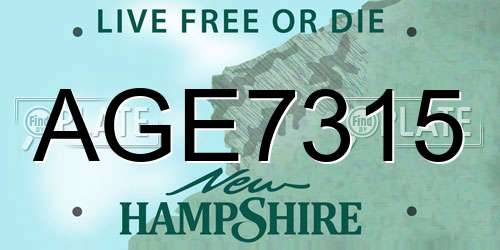 AGE7315 New Hampshire License Plate