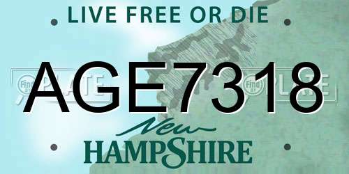 AGE7318 New Hampshire License Plate