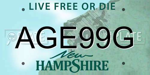 AGE99G New Hampshire License Plate