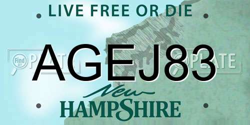 AGEJ83 New Hampshire License Plate